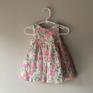 Children’s Place Pink and purple Spring/Summer Floral Lace Dress, 9-12 months